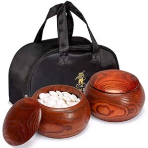 YMI Double Convex Melamine Go Game Stones Set with Jujube Bowls - Size 32 (9 millimeters)