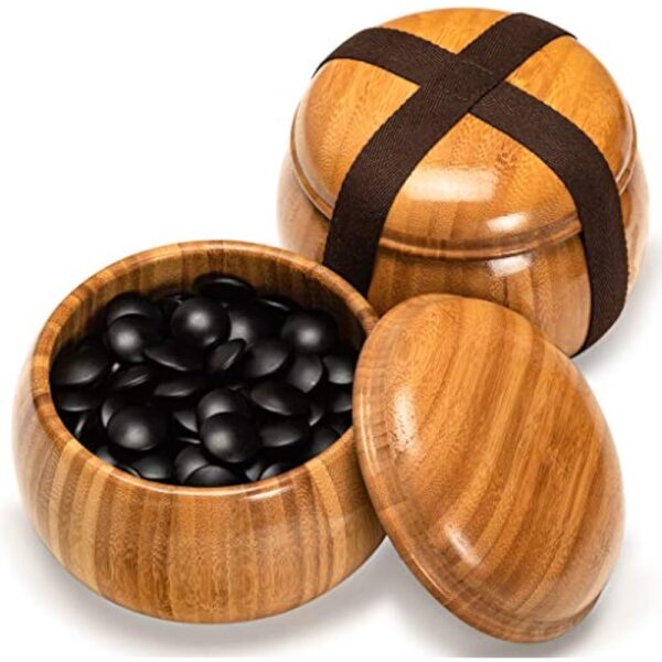 YMI Shin Kaya 1.2-inch Go Game Set Board with Double Convex Korean Hardened Glass Paduk Go Stones and Bamboo Bowls - Image 3