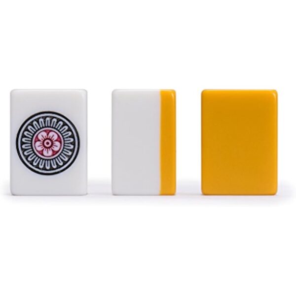 YMI Japanese Riichi Mahjong Set - White and Yellow Standard Size Tiles - with East Wind Tile and Black Vinyl Case - Image 5
