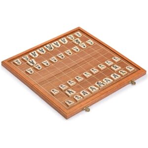 YMI Folding Wooden Shogi Japanese Chess Game Set with Traditional Koma Playing Pieces - 12.7 Inches