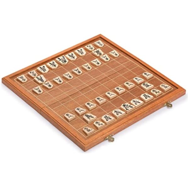 YMI Folding Wooden Shogi Japanese Chess Game Set with Traditional Koma Playing Pieces - 12.7 Inches