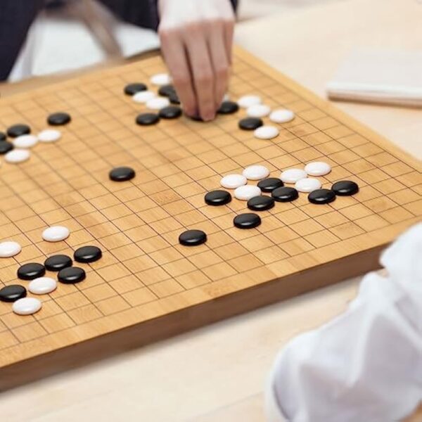 YMI Bamboo 0.8-Inch Reversible 19x19 / 13x13 Go Game Set Board with Single Convex Melamine Stones and Bamboo Wood Bowls Set - Classic Strategy Board Game (Baduk/Weiqi) - Image 2