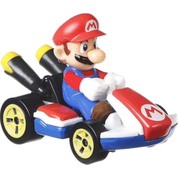 Hot Wheels Mario Kart Set of 4 Die-Cast Toy Cars with Attached Character Drivers, Includes Black Yoshi (Amazon Exclusive) - Image 6