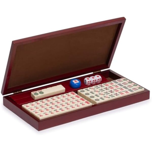 YMI American Mahjong Set, Classic Mini with Portable Wooden Case - Four Wooden Racks, Wind Indicator, and Dice - Image 4