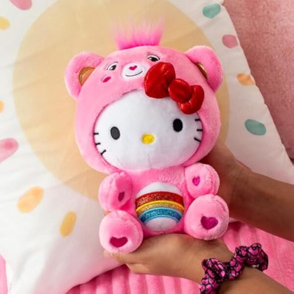 Care Bears Hello Kitty Dressed As Cheer Bear 8" Fun-Size Plush - Soft, Huggable Bestie! – Good for Girls and Boys, Employees, Collectors, Ages 4+ - Image 3
