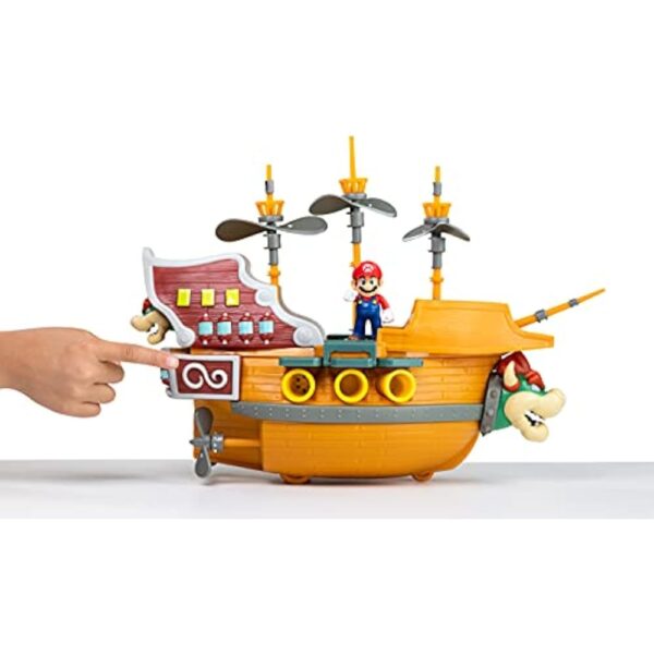 Super Mario Deluxe Bowser's Air Ship Playset with Mario Action Figure – Authentic in-Game Sounds & Spinning Propellers - Image 3