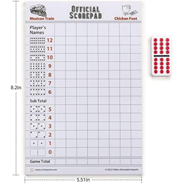 YMI Mexican Train and Chicken Foot Dominoes Scorepad/Scoring Sheets (8.2 x 5.5 Inches) - 60 Sheets - Image 5
