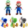 uiuoutoy 16'' Mrio & Luigi & 12" Green Black Blue Yoshi Plush Large Set of 5 pcs
