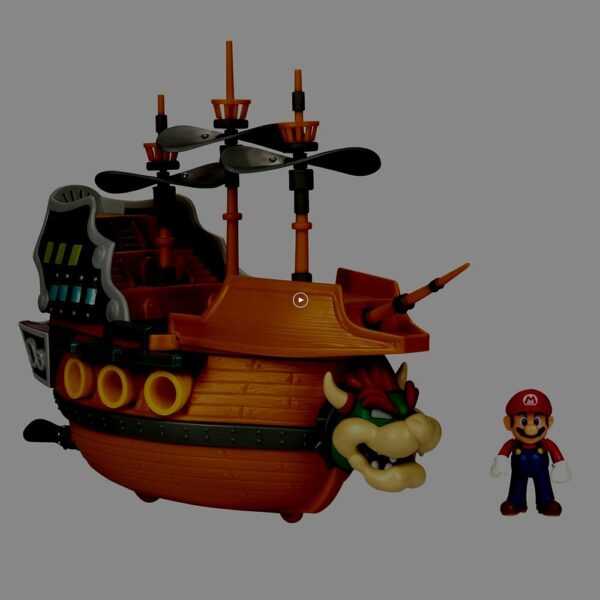 Super Mario Deluxe Bowser's Air Ship Playset with Mario Action Figure – Authentic in-Game Sounds & Spinning Propellers - Image 7