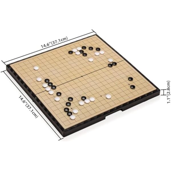 YMI Large Magnetic 19x19 Go Game Set Board (14.6-Inch) with Single Convex Stones - Folding, Portable, and Travel Ready Set - Image 2
