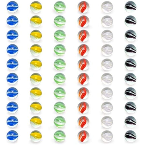 YMI 60 Pieces Translucent Chinese Checkers Glass Marbles with Petal Design - 16 Millimeters - Image 3