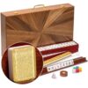 YMI American Mahjong Set, Golden Fortune with 166 Acrylic Mahjong Tiles, Inlaid Wooden Case, Racks and Other Accessories