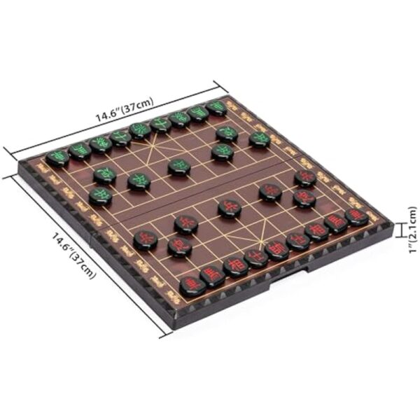 YMI Large Chinese Chess (Xiangqi) Magnetic Travel Board Game Set (14.6-inch) with Black Playing Pieces - Image 2