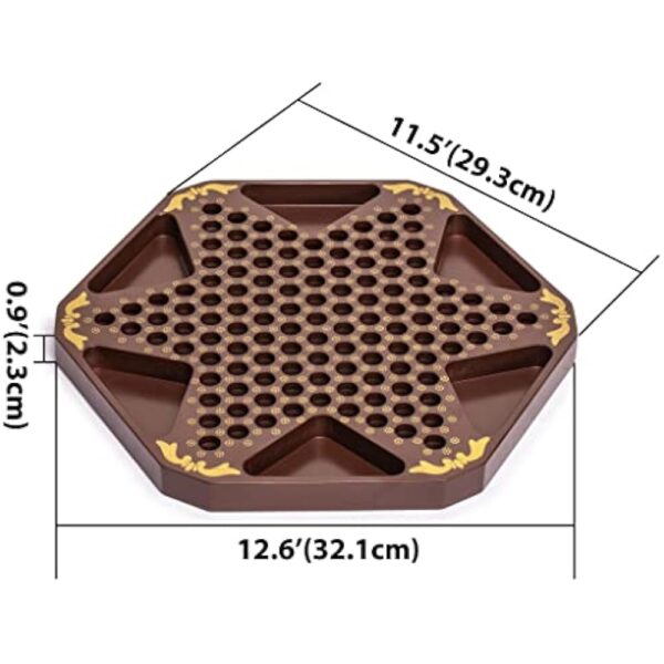YMI Classic Chinese Checkers Halma Board Game Set with Storage, 12.6-inch Wooden Board, and Solid Color 16-Millimeter Glass Marbles - Image 6