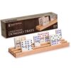 YMI Premium Beechwood Domino Racks/Trays (10-Inch) - Set of 4 - Domino Holders for Mexican Train, Chickenfoot and Other Domino Games