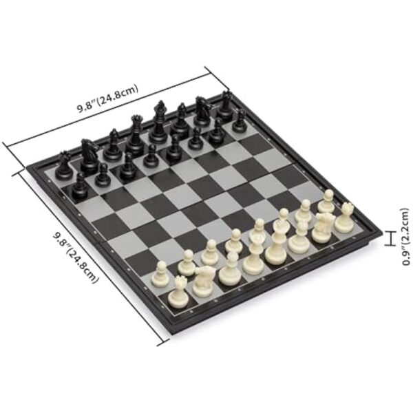 YMI Magnetic Portable Medium Chess Board Game Set (9.8 Inches) - Travel Chess Set with Folding Board and Felt-Bottom Chessmen - Image 2