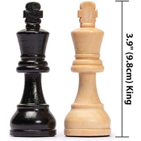 Husaria Staunton Tournament No. 6 Chessmen with 2 Extra Queens and Wooden Box, 3.8-inch Kings - Image 5