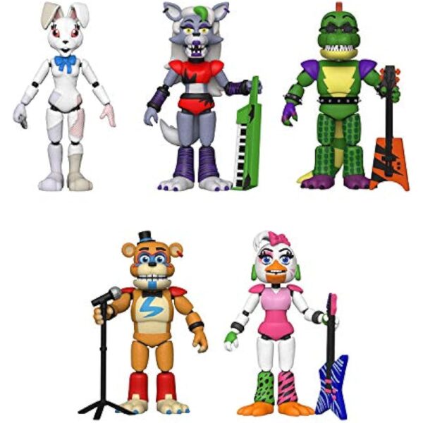Funko Action Figures! Set of 5 - Five Nights at Freddy's - Security Breach - Pizzaplex - Glamrock Chica, Glamrock Freddy, Montgomery Gator, Roxanne Wolf and Vanny