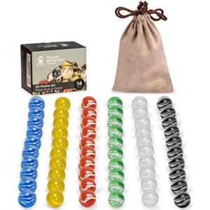 YMI 60 Pieces Translucent Chinese Checkers Glass Marbles with Petal Design - 14 Millimeters