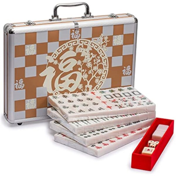 YMI Champion-Size Chinese Mahjong Game Set with Aluminum Case - with 146 Tiles, 3 Dice and a Wind Indicator - for Chinese Style Gameplay Only - Image 4