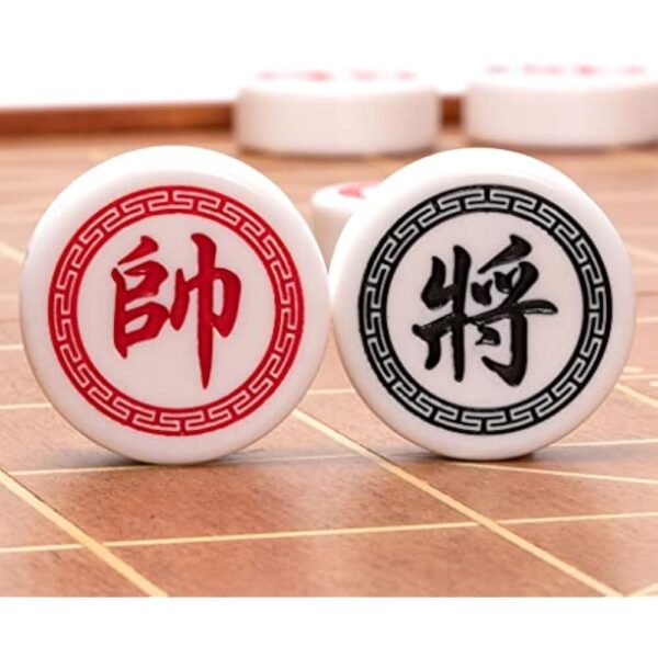 YMI Chinese Chess (Xiangqi) Set with Folding Rosewood Veneer Board (16.3-inch) and Acrylic Playing Pieces - Image 4
