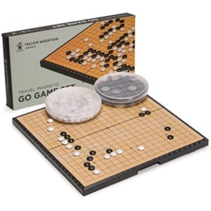 YMI Medium Magnetic 19x19 Go Game Set Board, 11-Inch with Single Convex Plastic Go Stones - Folding, Portable & Travel-Size Set