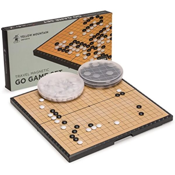 YMI Medium Magnetic 19x19 Go Game Set Board, 11-Inch with Single Convex Plastic Go Stones - Folding, Portable & Travel-Size Set