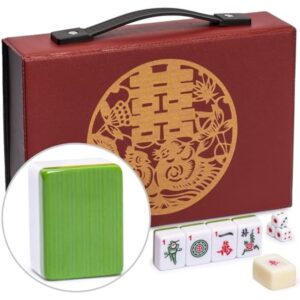 YMI "Bamboo Oasis Chinese Mahjong Set with 146 Small Tiles and Red Vinyl Case — for Chinese Style Gameplay Only [「竹林綠洲」中國麻將]