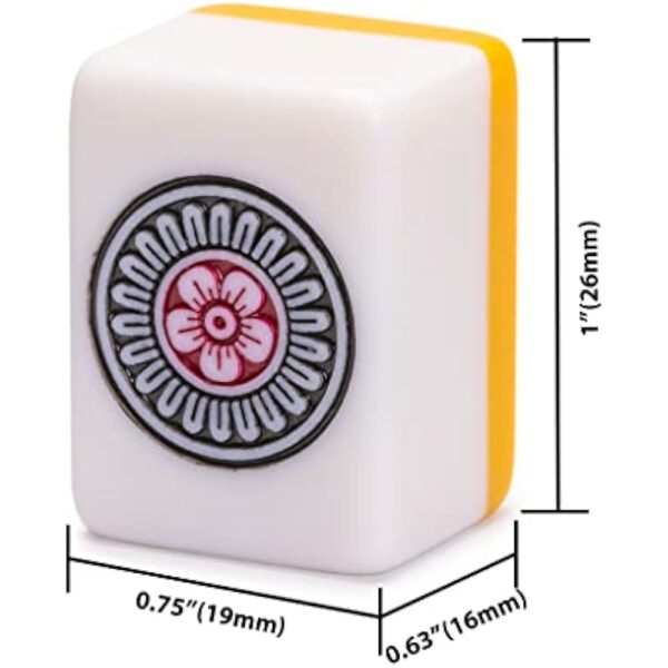 YMI Japanese Riichi Mahjong Set - White and Yellow Standard Size Tiles - with East Wind Tile and Black Vinyl Case - Image 4