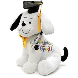 YMCtoys - Graduation Autograph Stuffed Dog, Words : Congrats Grad! (10.5 Inch)