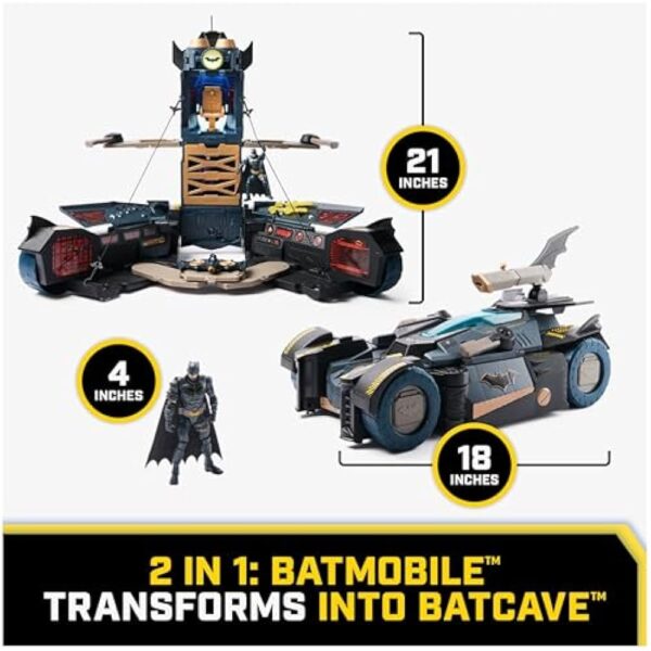 DC Comics Batman, Ultimate Transforming Batmobile Playset, 2-in-1 Playset with Exclusive Figure and Glider, Lights, Sounds, Kids Toys for Boys and Girls 4 and Up - Image 2