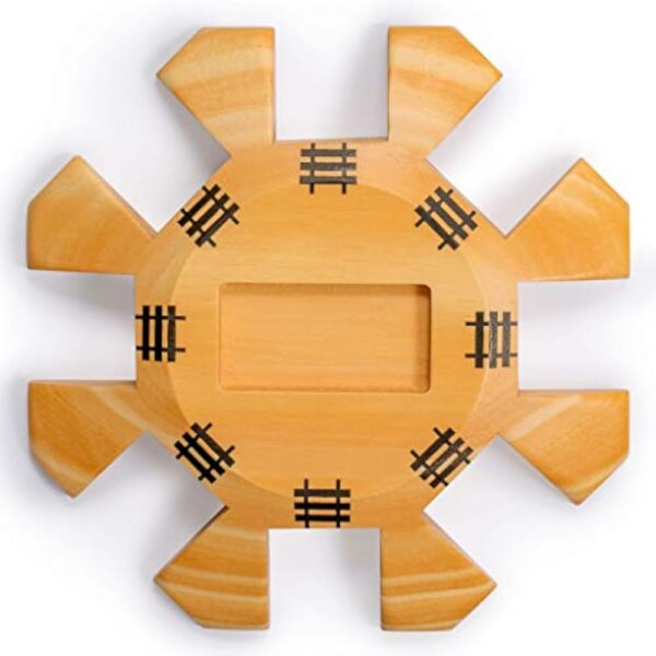 YMI Mexican Train Dominoes Accessory Set (5.8-Inch Wooden Hub Centerpiece, Die-Cast Metal Train Markers, and 60-Sheet Scorepad) - Image 6