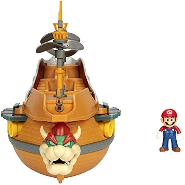 Super Mario Deluxe Bowser's Air Ship Playset with Mario Action Figure – Authentic in-Game Sounds & Spinning Propellers - Image 4