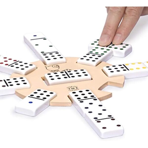YMI Chicken Foot Complete Game Set with Double 9 Dominoes, Wooden Case, Hub, and Scorepad - Image 2