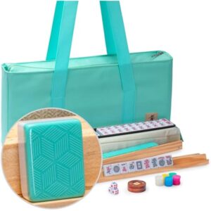 YMI American Mahjong Set, Pepper with Pepper Green Soft Case - 4 All-in-One Racks with Pushers, Wright Patterson Betting Coins, Dice, & Wind Indicator