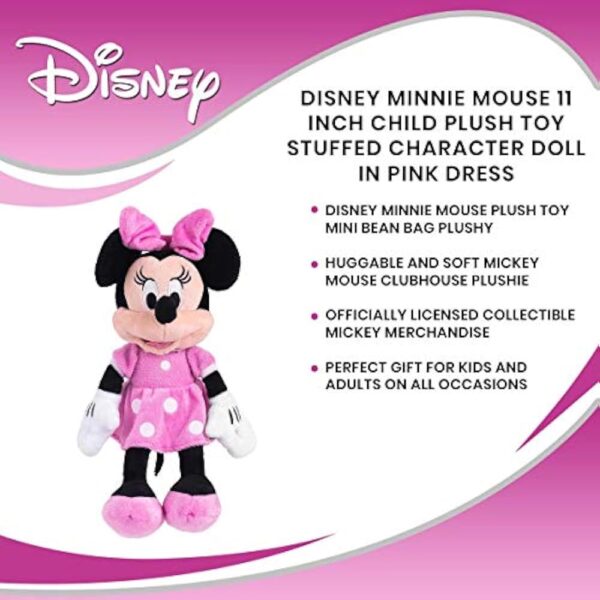 Minnie 10776 Disney Pink 11" Beans Plush, Multi, 6" - Image 7