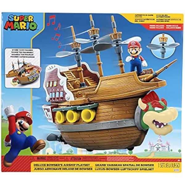 Super Mario Deluxe Bowser's Air Ship Playset with Mario Action Figure – Authentic in-Game Sounds & Spinning Propellers - Image 6