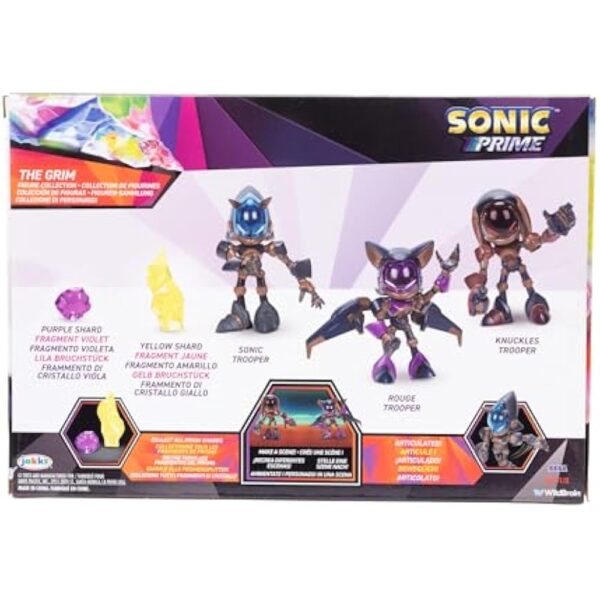 Sonic Prime 2.5-inch Action Figures The Grim Themed 5 Pieces: Sonic Trooper, Knuckles Trooper, Rouge Trooper, Yellow Shard and Purple Shard. Ages 3+ (Officially Licensed by Sega and Netflix) - Image 7