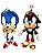 Sonic The Hedgehog Shadow and Sonic 8" Plush Clip with Small Zipper Pouch - 2 pcs ( 1 of Each )