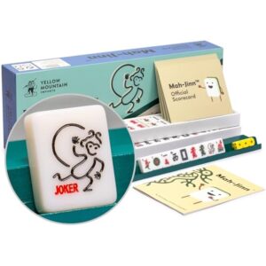 YMI "Mah-Jinn, a New Kind of Mahjong for Young Players - Complete Set with 152 Melamine Tiles, 4 Wooden Racks, and Dice