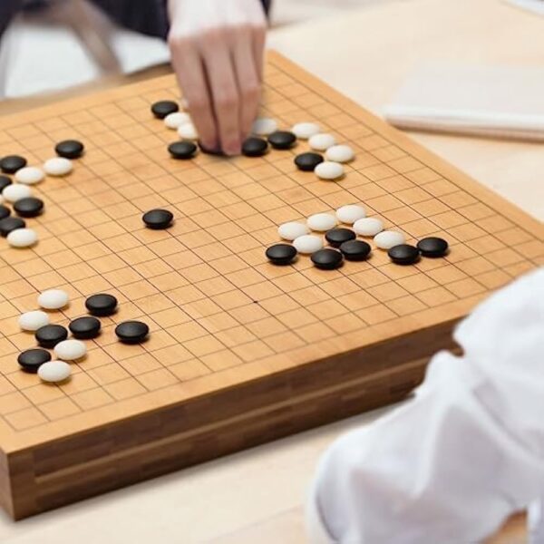 YMI Bamboo 2-Inch Reversible 19x19 / 13x13 Go Game Set Board with 9.2mm Double Convex Yunzi Stones and Bamboo Bowls - Classic Strategy Board Game (Baduk/Weiqi) - Image 2