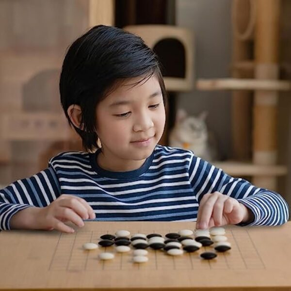 YMI Bamboo 2-Inch Reversible 19x19 / 13x13 Go Game Set Board with 9.2mm Double Convex Yunzi Stones and Bamboo Bowls - Classic Strategy Board Game (Baduk/Weiqi) - Image 6