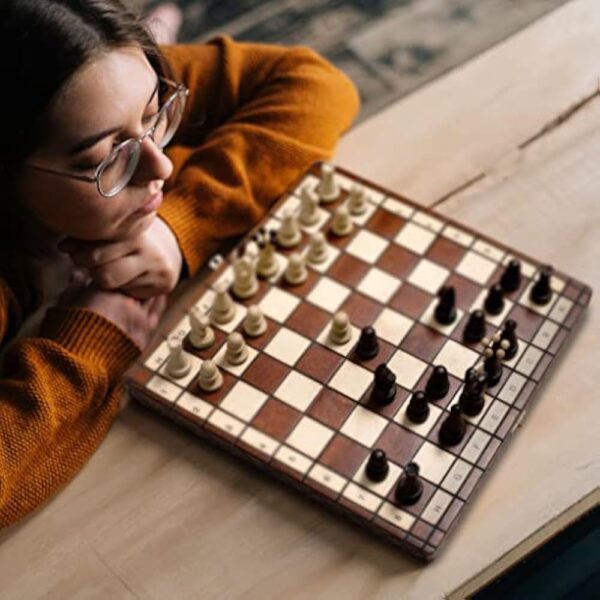 Husaria European International Chess Wooden Game Set, King's International - 14 Inches Medium Size Chess Set with Handcrafted Chessmen and Felted Folding Board - Image 5