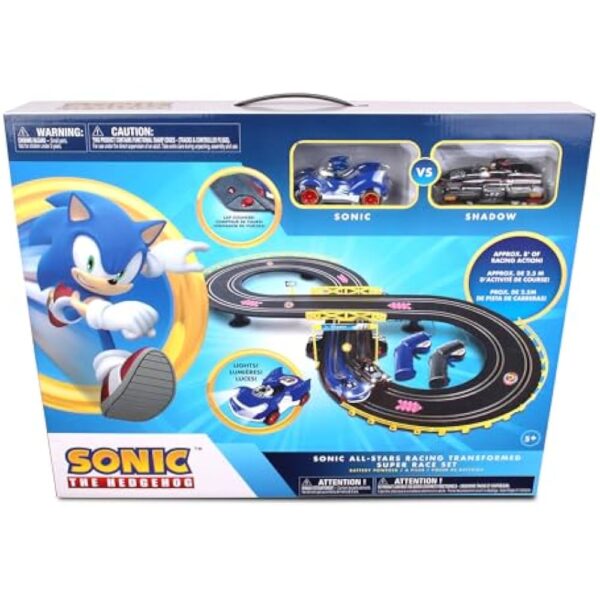 NKOK Sonic & Shadow RC Slot Car Set Race Set Vehicle, Counts How Many Laps the Car has Made, Great Item for Kids, Working lights, Ages 5 and up - Image 2