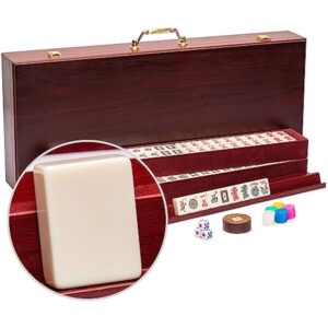 YMI American Mahjong Set, The Classic - with 166 Tiles, Vintage Rosewood Veneer Case, and Other Mahjong Accessories
