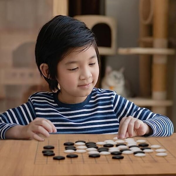 YMI Bamboo 0.8-Inch Reversible 19x19 / 13x13 Go Game Set Board with Single Convex Melamine Stones and Bamboo Wood Bowls Set - Classic Strategy Board Game (Baduk/Weiqi) - Image 6