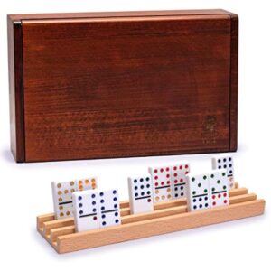YMI 91 Tiles Double 12 Dominoes (Pips/Dots) Game Set with Wooden Case and 4 Racks