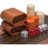 YMI Wooden Inlaid Backgammon Game Set, Pasadena - Classic Strategy Board Game Set with Acrylic Playing Pieces & Wooden Dice Cups, 15-inch Board - Image 5
