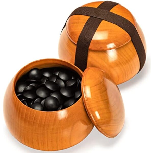 YMI Bamboo 0.8-Inch Reversible 19x19 / 13x13 Go Game Set Board with Double Convex Korean Hardened Glass Paduk Go Stones and Jujube Bowls - Image 3