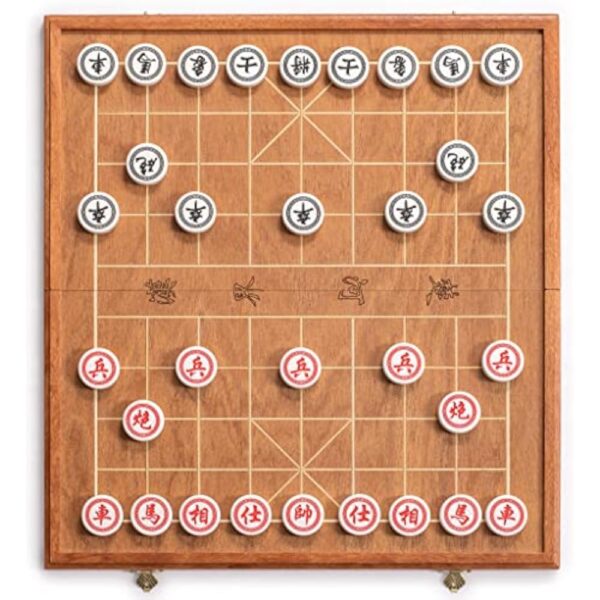 YMI Chinese Chess (Xiangqi) Set with Folding Rosewood Veneer Board (16.3-inch) and Acrylic Playing Pieces - Image 5